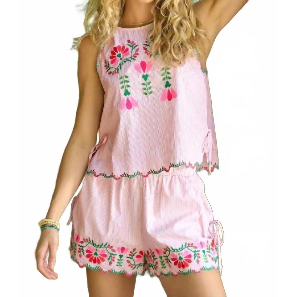 NEW MYSTREE spring flower top in red/pink
